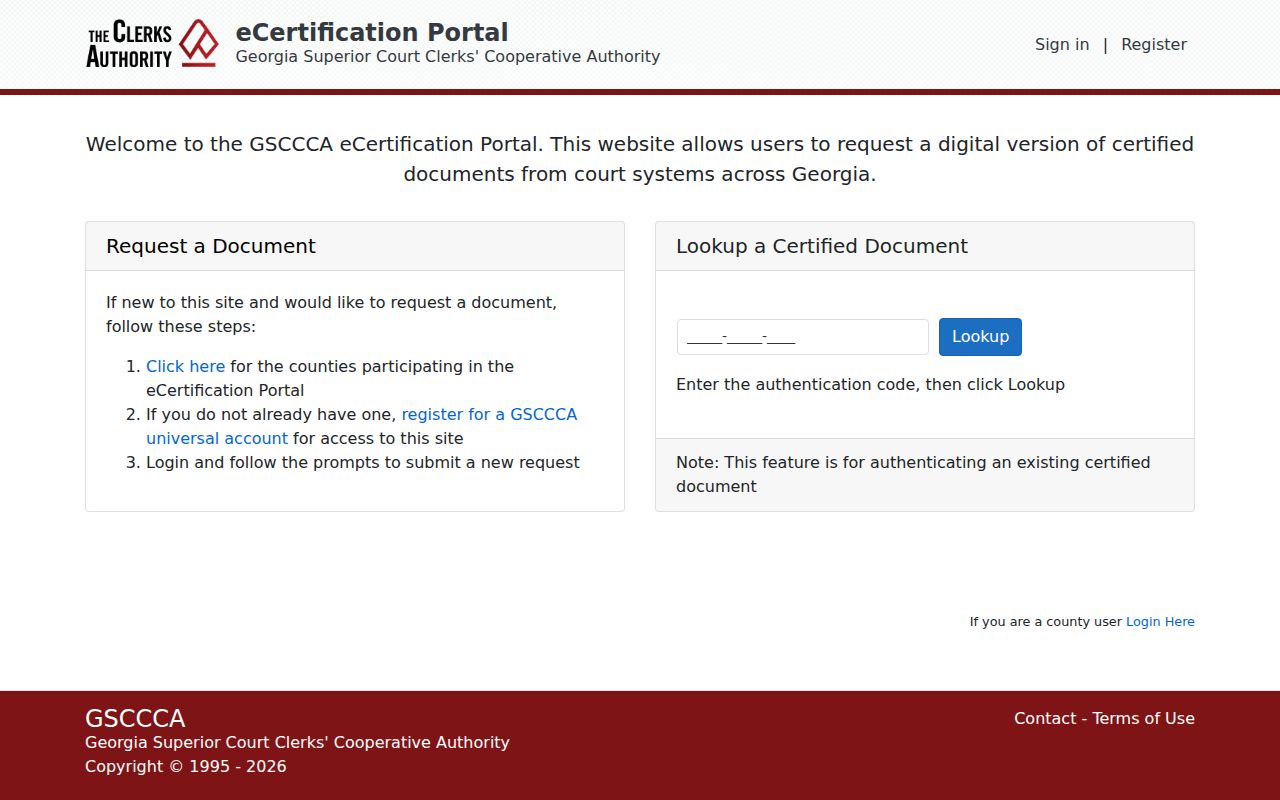 Wilcox County court records GSCCCA eCertified home