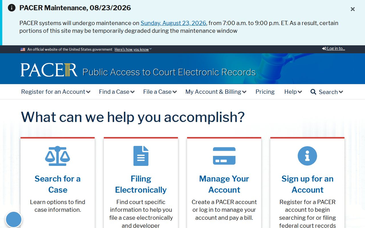 PACER route for federal criminal dockets involving Wilcox County