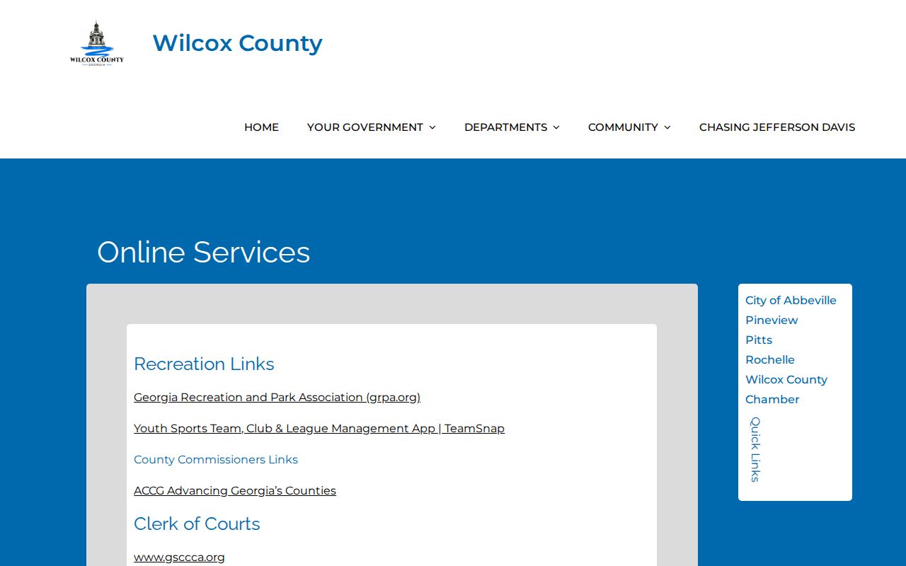 Online service routes for Wilcox County court docket research
