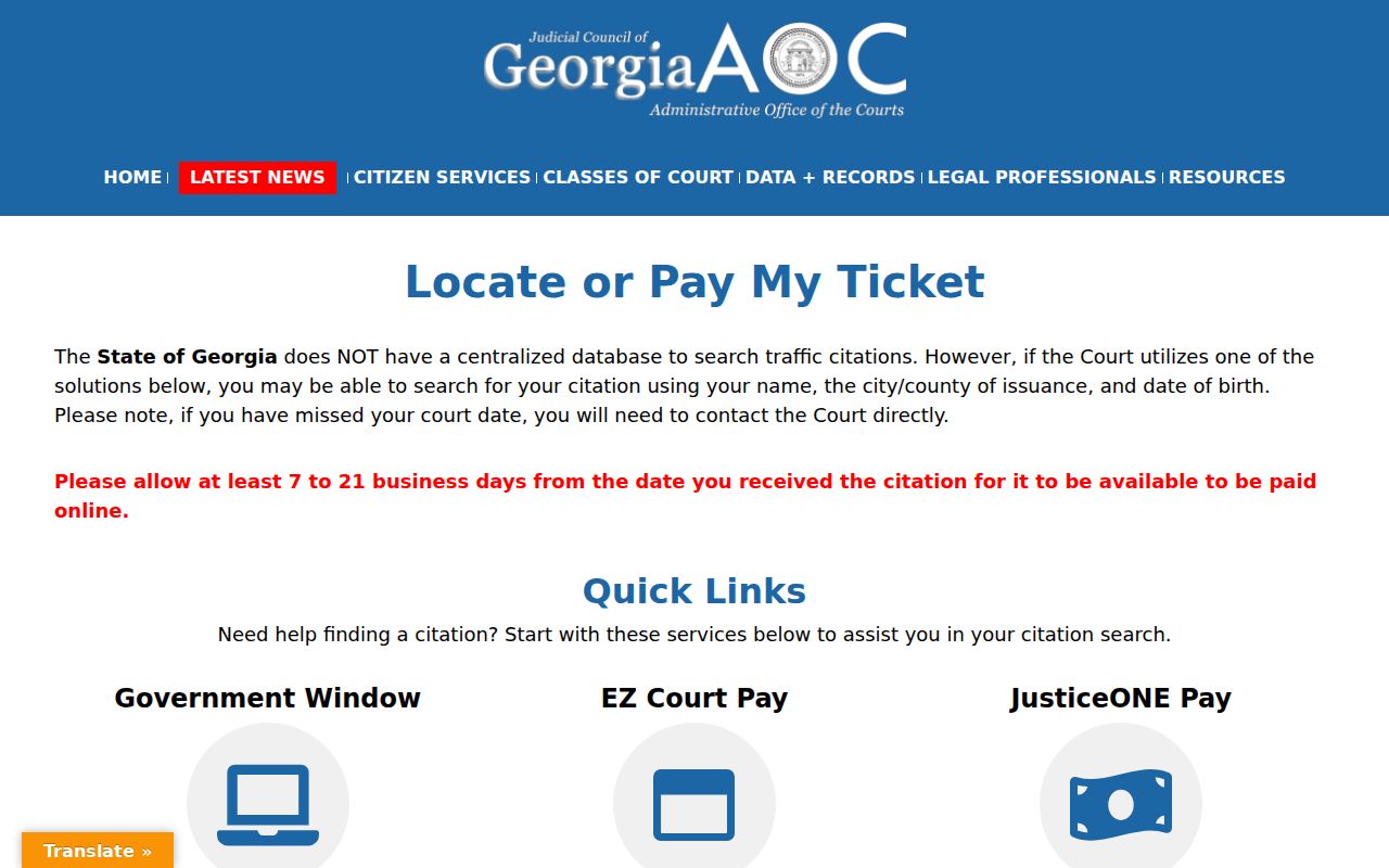 Wilcox County traffic court records Georgia ticket guidance